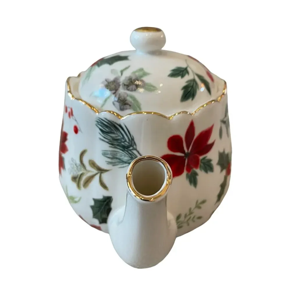 Grace Teaware Poinsettia Porcelain Teapot New Release 2024 Christmas Holiday